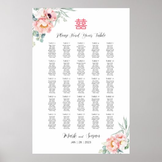 Poster SIGNE Mariage chinois Double Bonheur (Devant)