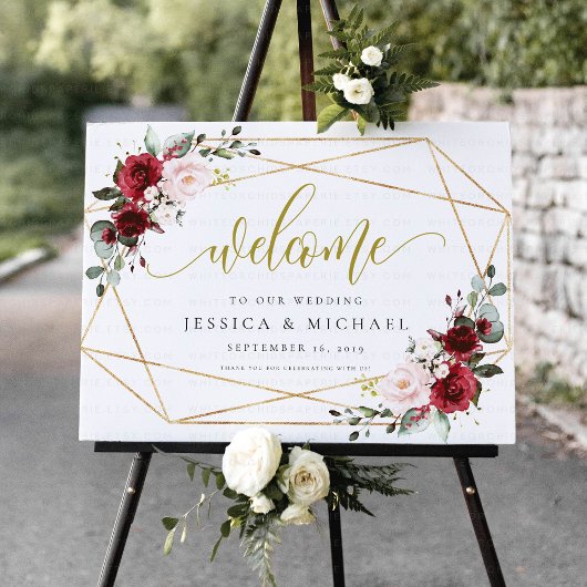 Poster SIGNE Mariage D'ACCUEIL Floral Bourgogne