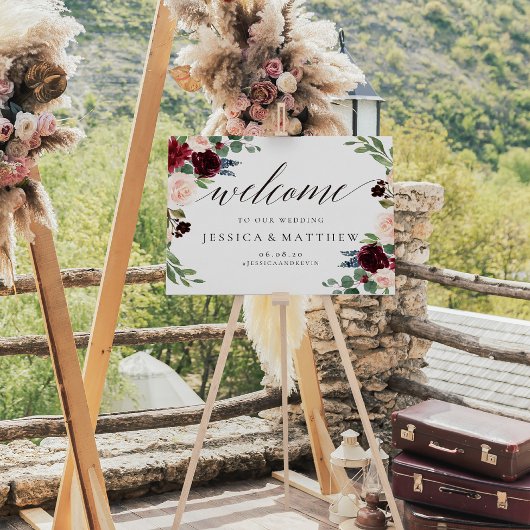 Poster SIGNE Mariage d'accueil floral roux et bordeaux