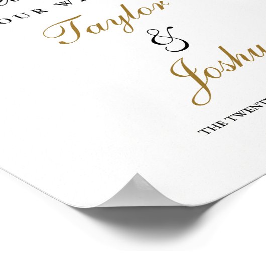 Poster SIGNE Mariage D'ACCUEIL OR FEUILLE D'Aquarelle (Coin)