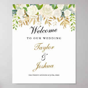 Poster SIGNE Mariage D'ACCUEIL OR FEUILLE D'Aquarelle