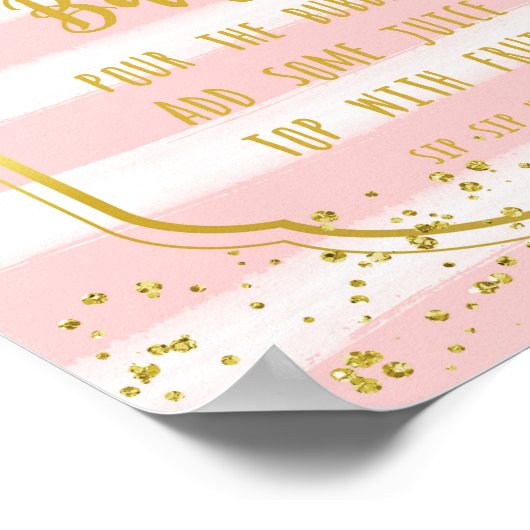 Poster Signe Mariage de bar Mimosa en or rose confetti (Coin)