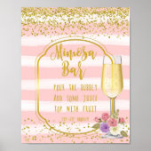 Poster Signe Mariage de bar Mimosa en or rose confetti (Devant)