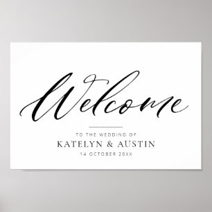 Poster signe mariage de bienvenue calligraphie noire