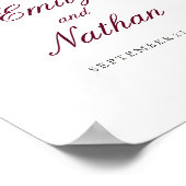 Poster SIGNE Mariage DE BIENVENUE Rouge Bourgogne Florale (Coin)