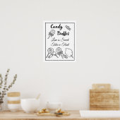 Poster SIGNE Mariage de buffet de bonbons noir et blanc (Cuisine)