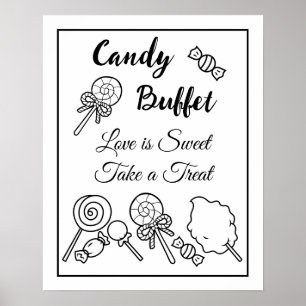 Poster SIGNE Mariage de buffet de bonbons noir et blanc