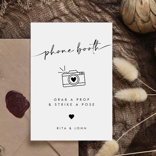 Poster Signe Mariage de cabine photo moderne chic