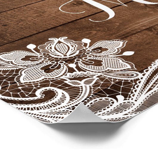 Poster SIGNE Mariage de dentelle en bois rustique Mason (Coin)