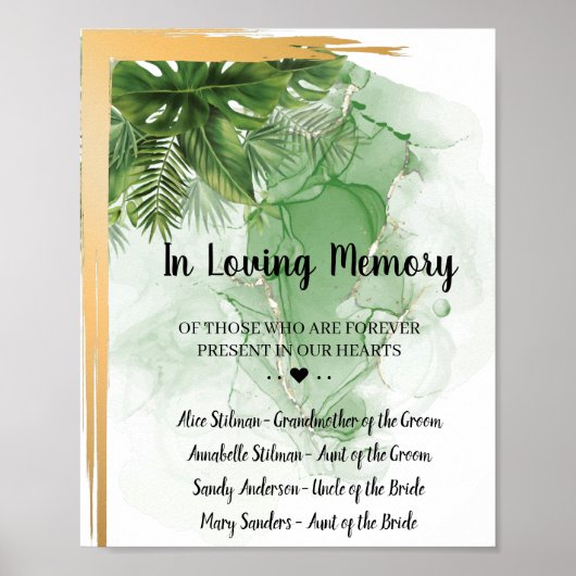 Poster Signe Mariage de mémoire Tropical Palm In Love (Devant)