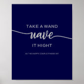 Poster Signe Mariage en argent bleu marine (Devant)