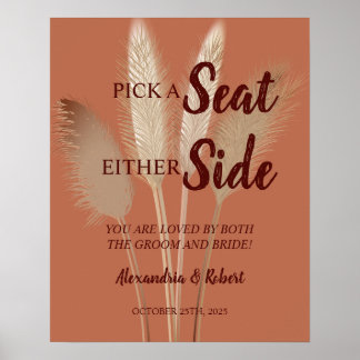 Poster Signe Mariage en herbe Pampas Pick a Sein not a Si