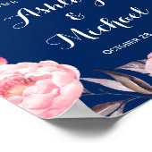 Poster SIGNE Mariage Floral bleu marine moderne (Coin)
