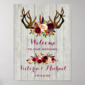 Poster SIGNE Mariage floral Boho Rustic Antler (Devant)