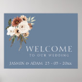 Poster SIGNE Mariage Floral Rustique Dusty Blue Peach (Devant)