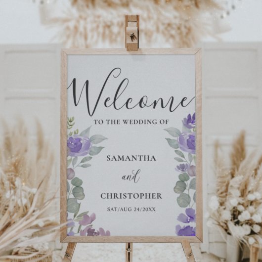 Poster SIGNE Mariage Floral Rustique Eucalyptus & Purple
