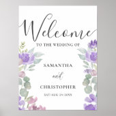 Poster SIGNE Mariage Floral Rustique Eucalyptus & Purple (Devant)