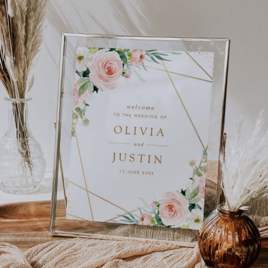 Poster signe mariage géométrique rose