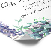 Poster signe mariage. Hashtag instagram fleuri violet (Coin)