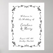 Poster SIGNE Mariage illustrée manuscrit en blanc (Devant)