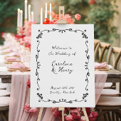 Poster SIGNE Mariage illustrée manuscrit en blanc