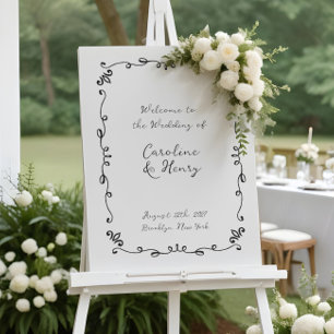 Poster SIGNE Mariage illustrée manuscrit en blanc