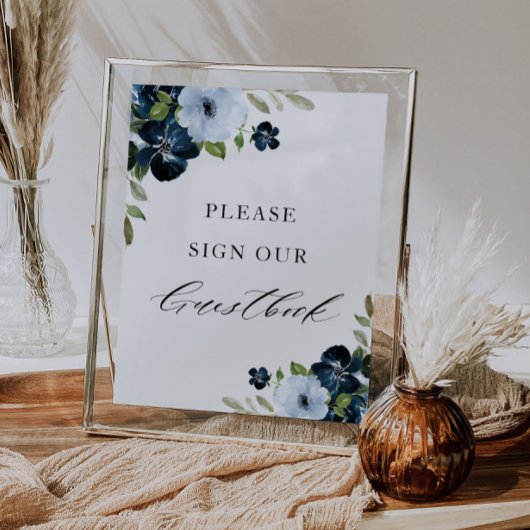 Poster signe mariage marine et bleu clair