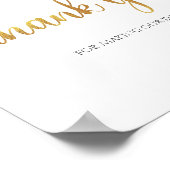 Poster SIGNE Mariage "Merci" Or blanc (Coin)