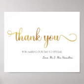 Poster SIGNE Mariage "Merci" Or blanc (Devant)