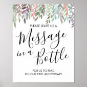 Poster Signe mariage - Message dans une bouteille de verd (Devant)