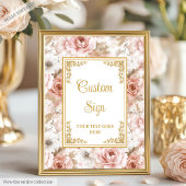 Poster Signe Mariage or rose rose foncé chic