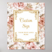 Poster Signe Mariage or rose rose foncé chic (Devant)
