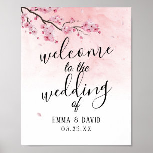 Poster SIGNE Mariage rose Fleur de cerisier Aquarelle
