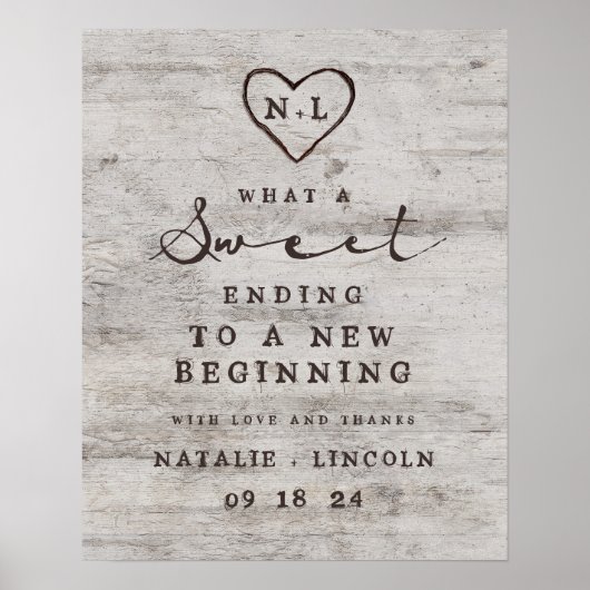 Poster SIGNE Mariage Rustic Birch Sweet End Treat Bar (Devant)
