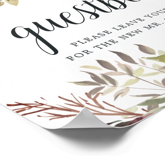 Poster Signe Mariage Rustique Bloom (Coin)