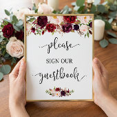 Poster SIGNE Mariage Rustique Burgundy Rouge Floral