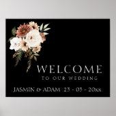 Poster SIGNE Mariage Rustique Noir et Pêche Floral (Devant)