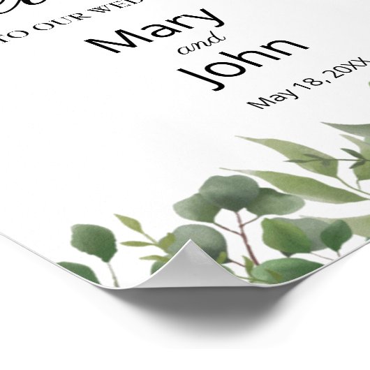 Poster SIGNE Mariage Rustique Vert Feuille Verdure Foliag (Coin)
