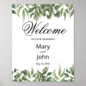 Poster SIGNE Mariage Rustique Vert Feuille Verdure Foliag (Devant)