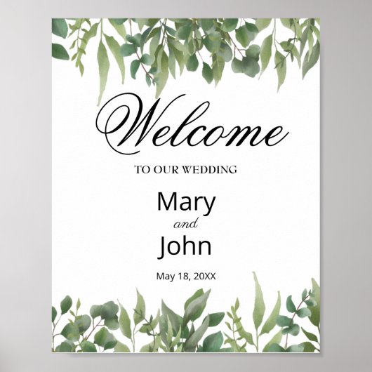 Poster SIGNE Mariage Rustique Vert Feuille Verdure Foliag (Devant)