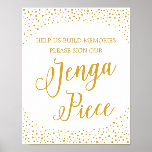 Poster Signe mariage - Signer Notre Jenga Piece Confetti (Devant)