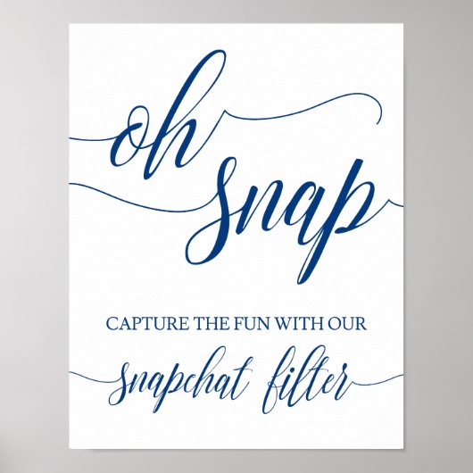 Poster Signe Mariage Snapchat Marine Blue Calligraphy (Devant)