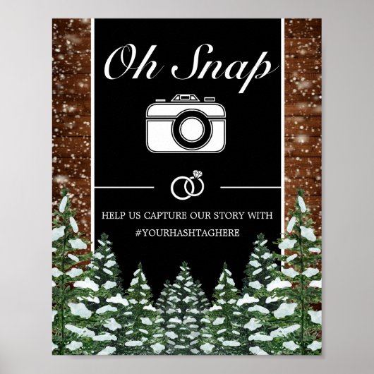 Poster SIGNE Mariage Snowy Noir & Forêt Oh Snap (Devant)