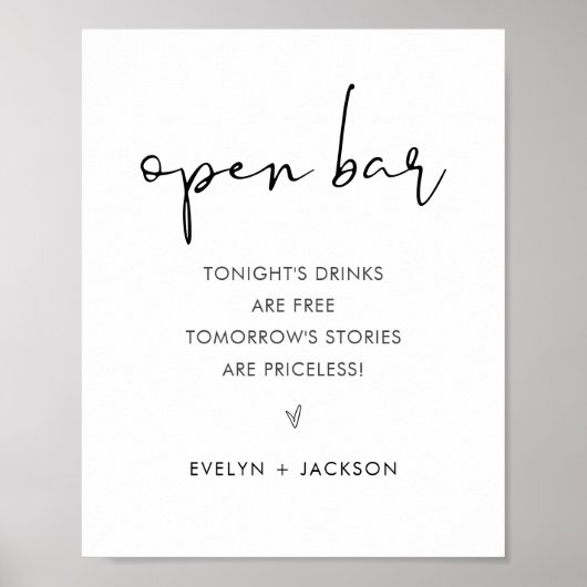 Poster SIGNE Mariage STELLA Funny Open Bar (Devant)