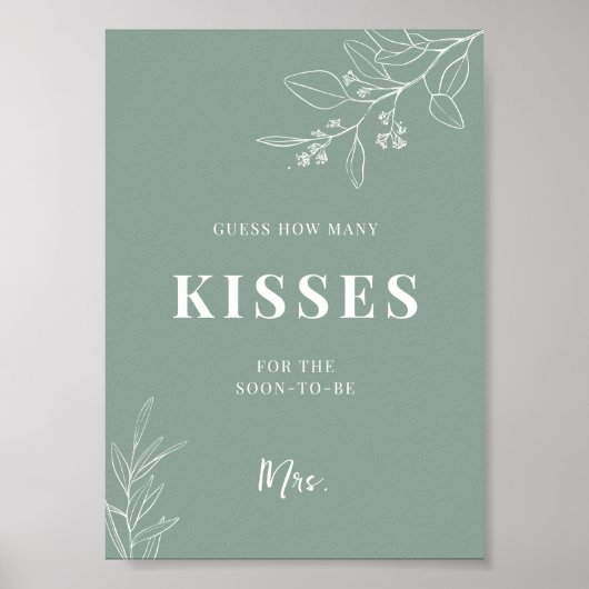 Poster SIGNE Mariage Vert Baisers Sage (Devant)