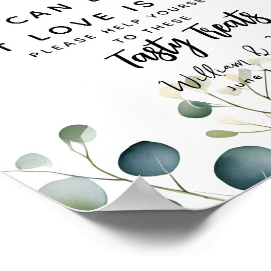 Poster signe mariage vert Popcorn Bar eucalyptus (Coin)