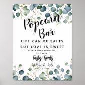 Poster signe mariage vert Popcorn Bar eucalyptus (Devant)