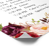 Poster Signe Marsala rose Mariage Floral Ordre des événem (Coin)