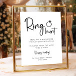 Poster Signe minimaliste de script moderne<br><div class="desc">Ajoutez un élément ludique à votre douche nuptiale avec notre "Ring Hunt Minimalist Modern Script Sign". Ce panneau de douche nuptiale minimaliste noir et blanc est parfait pour le jeu Ring Hunt, avec un script manuscrit pour une touche d'élégance. Customisez ce panneau pour correspondre à votre style unique et rendre...</div>