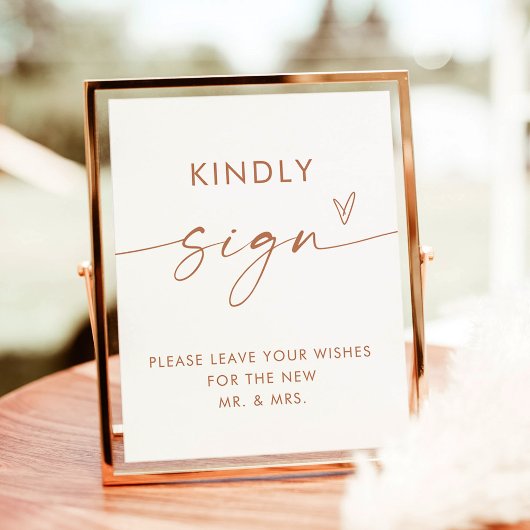 Poster Signe minimaliste Mariage Guestbook Boho Terracott